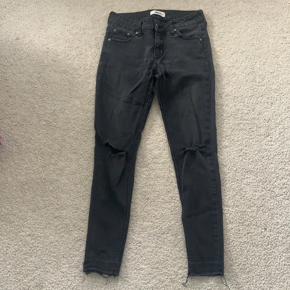 Black ripped skinny jeans from Just Black Denim